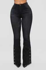 Beatriz Snap Flare Jeans - Black Ins Street