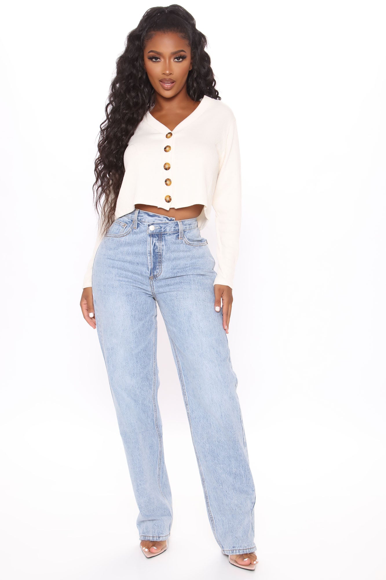 Crossover Straight Leg Jeans - Light Blue Wash Ins Street