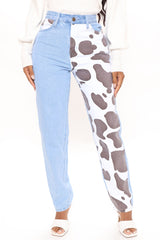 Got Moooves Non Stretch Mom Jeans - Brown/combo Ins Street