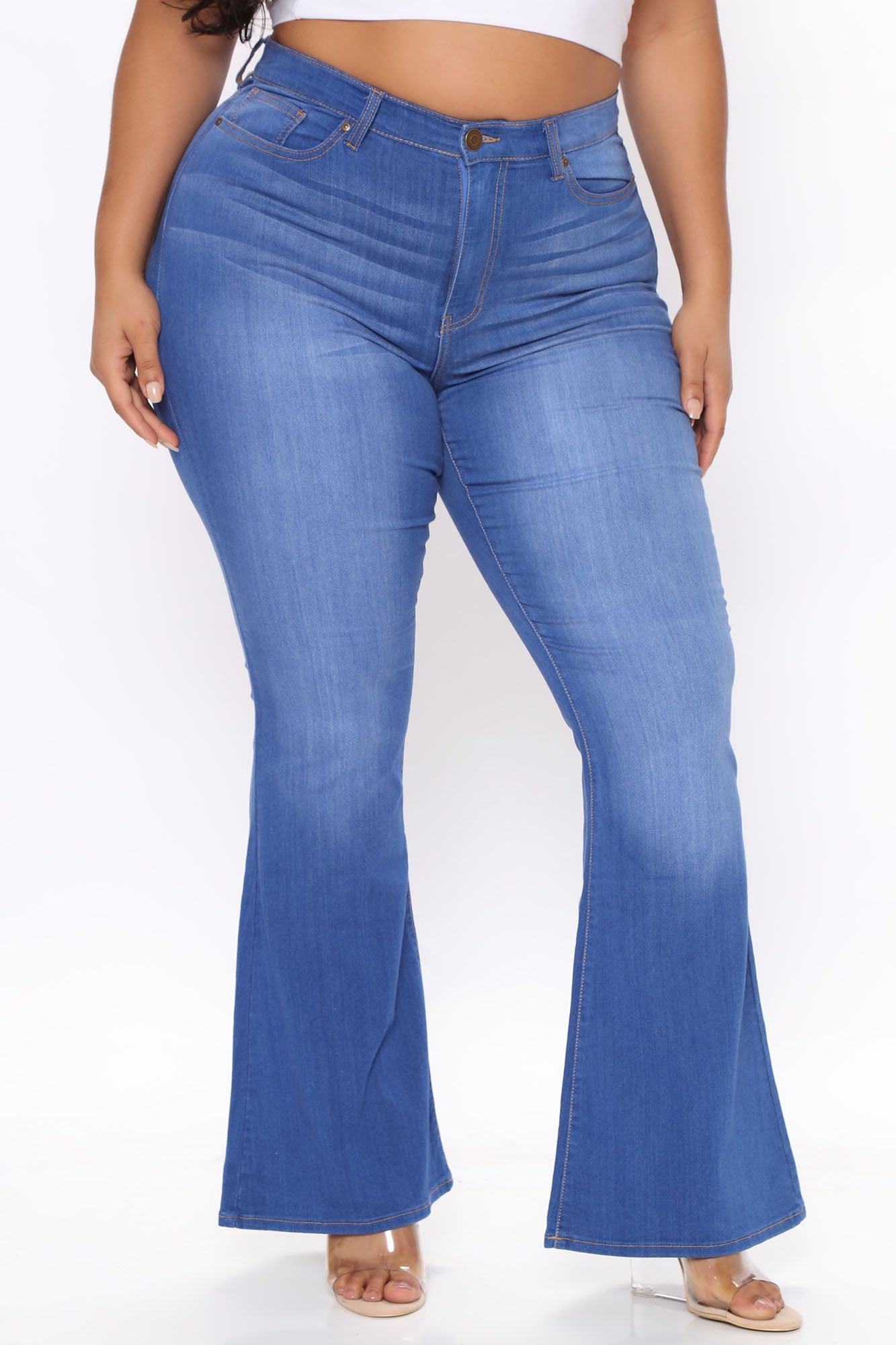 Day Tripper Stretch Curvy Flare Jeans - Medium Blue Wash Ins Street
