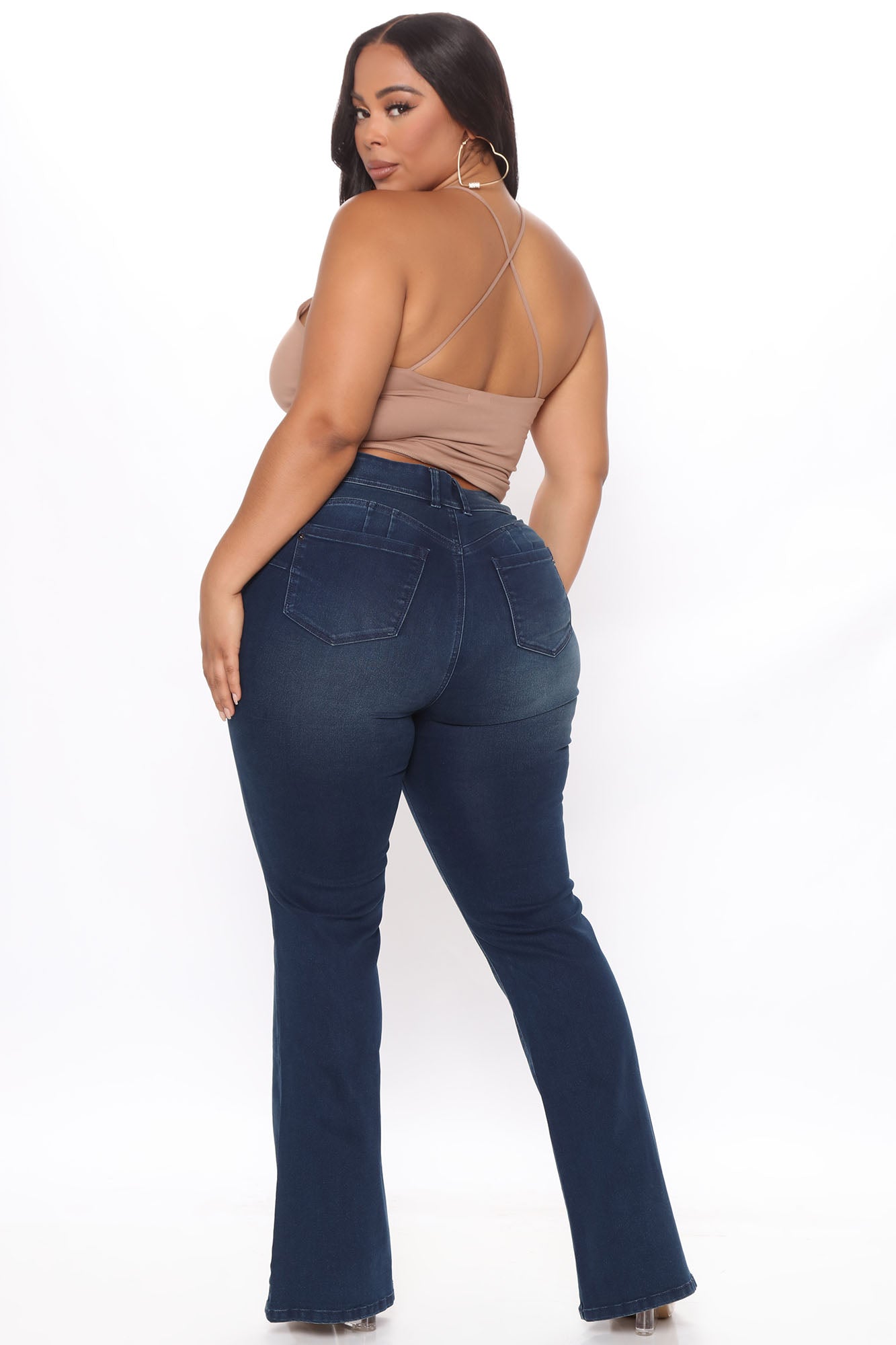 Boost Up Booty Lifting Compression Stretch Flare Jeans - Dark Wash Ins Street