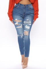 Mia Distressed Stretch Skinny Jeans - Medium Blue Wash Ins Street