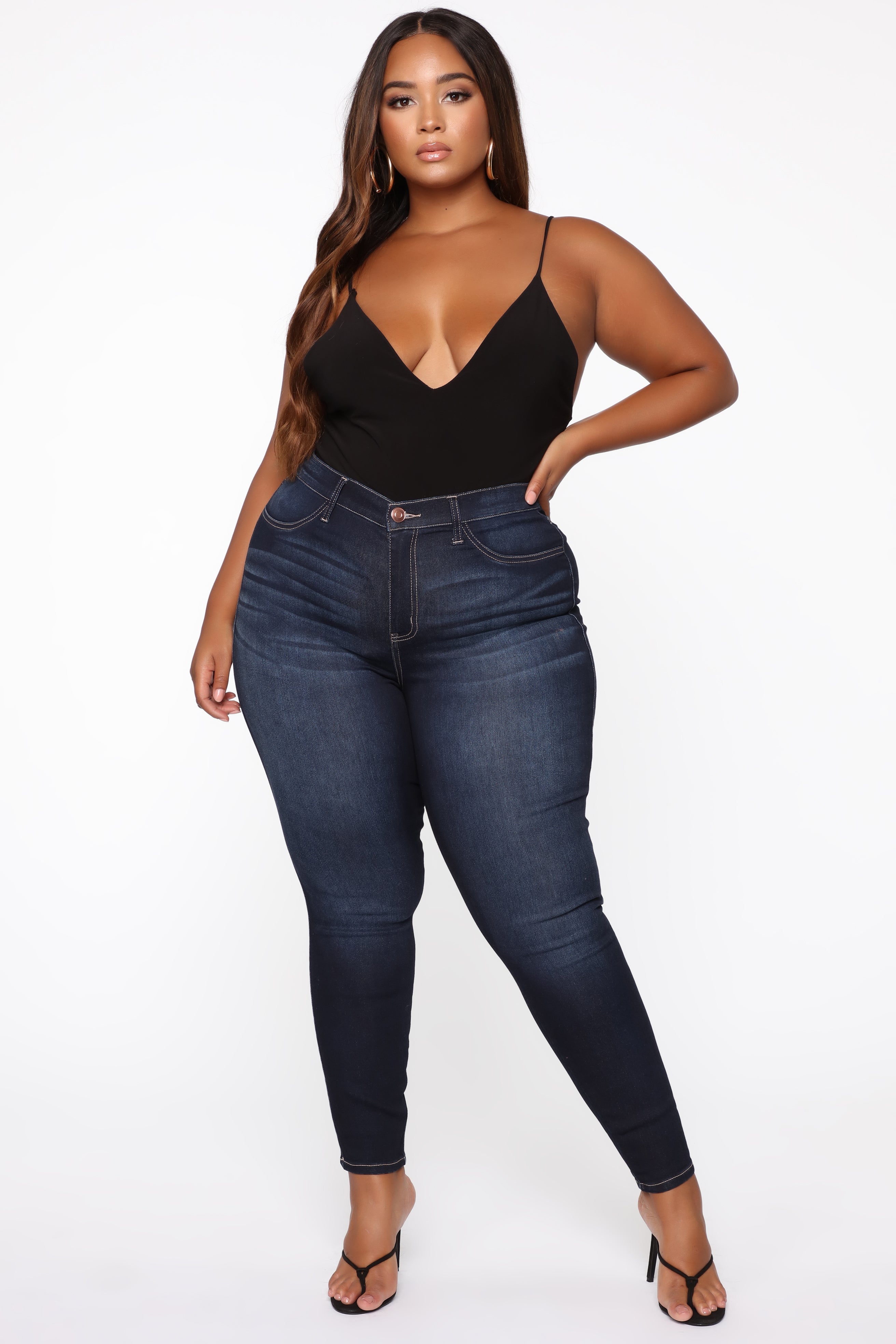Swing My Way High Rise Skinny Jeans - Dark Denim Ins Street