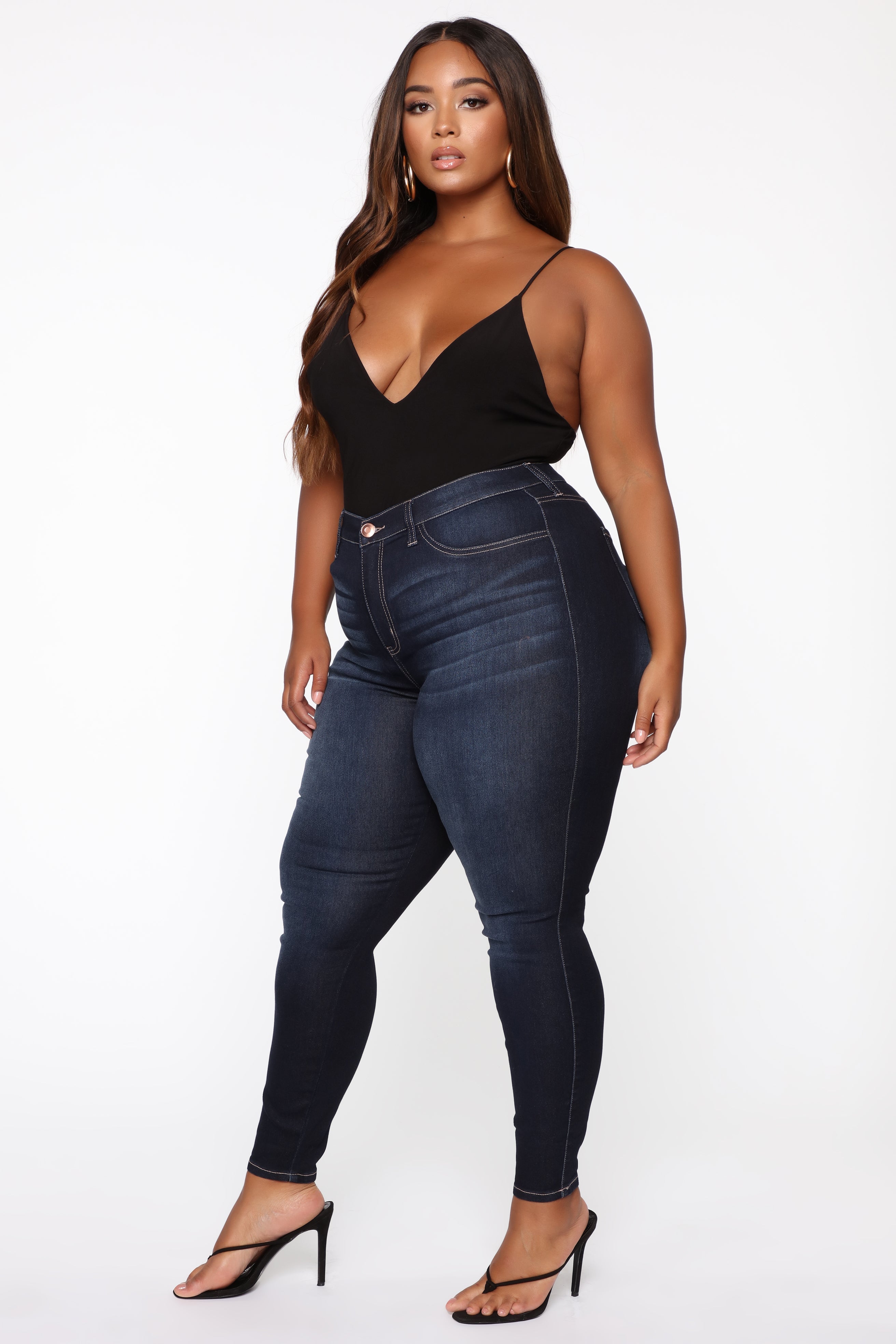 Swing My Way High Rise Skinny Jeans - Dark Denim Ins Street