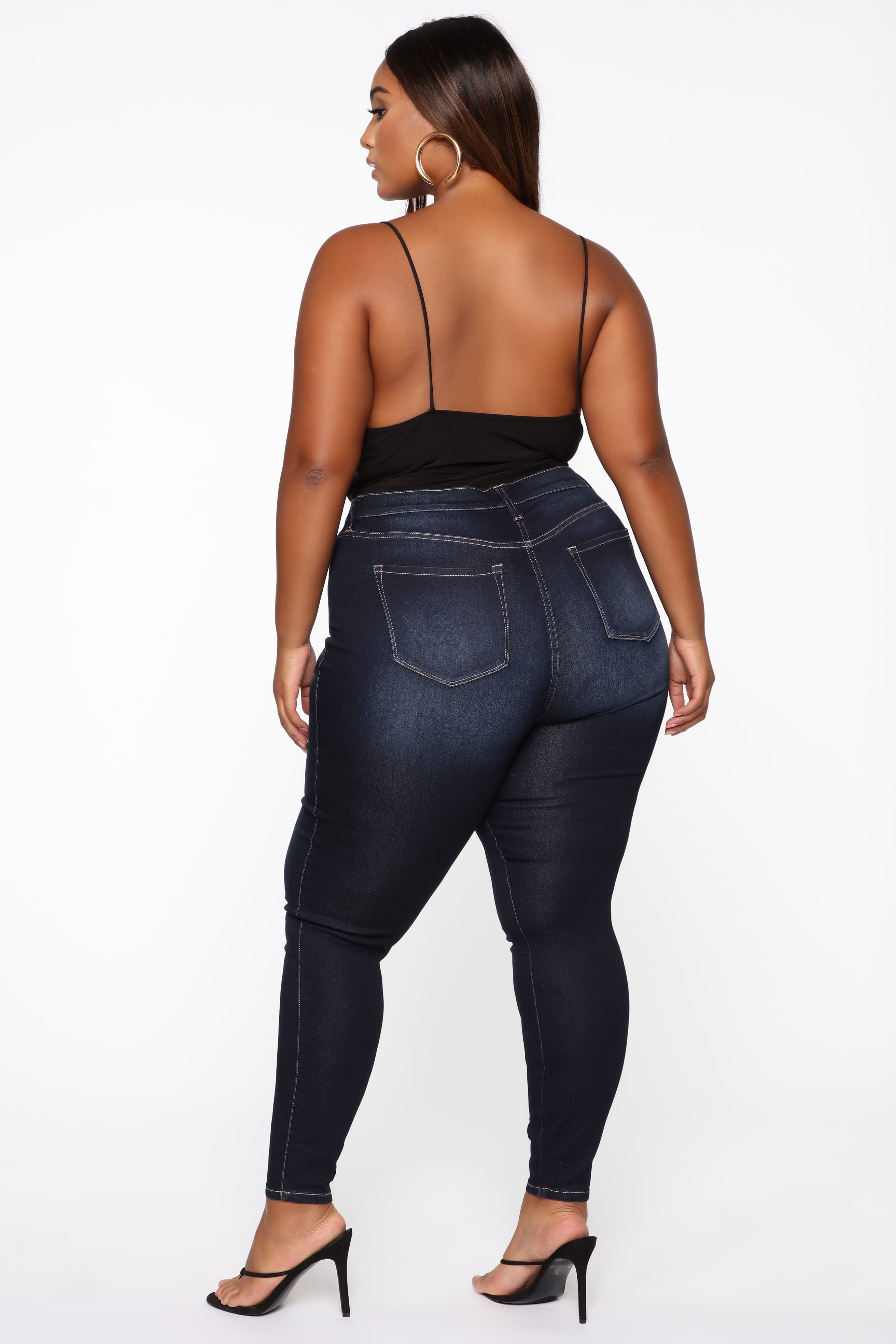Swing My Way High Rise Skinny Jeans - Dark Denim Ins Street