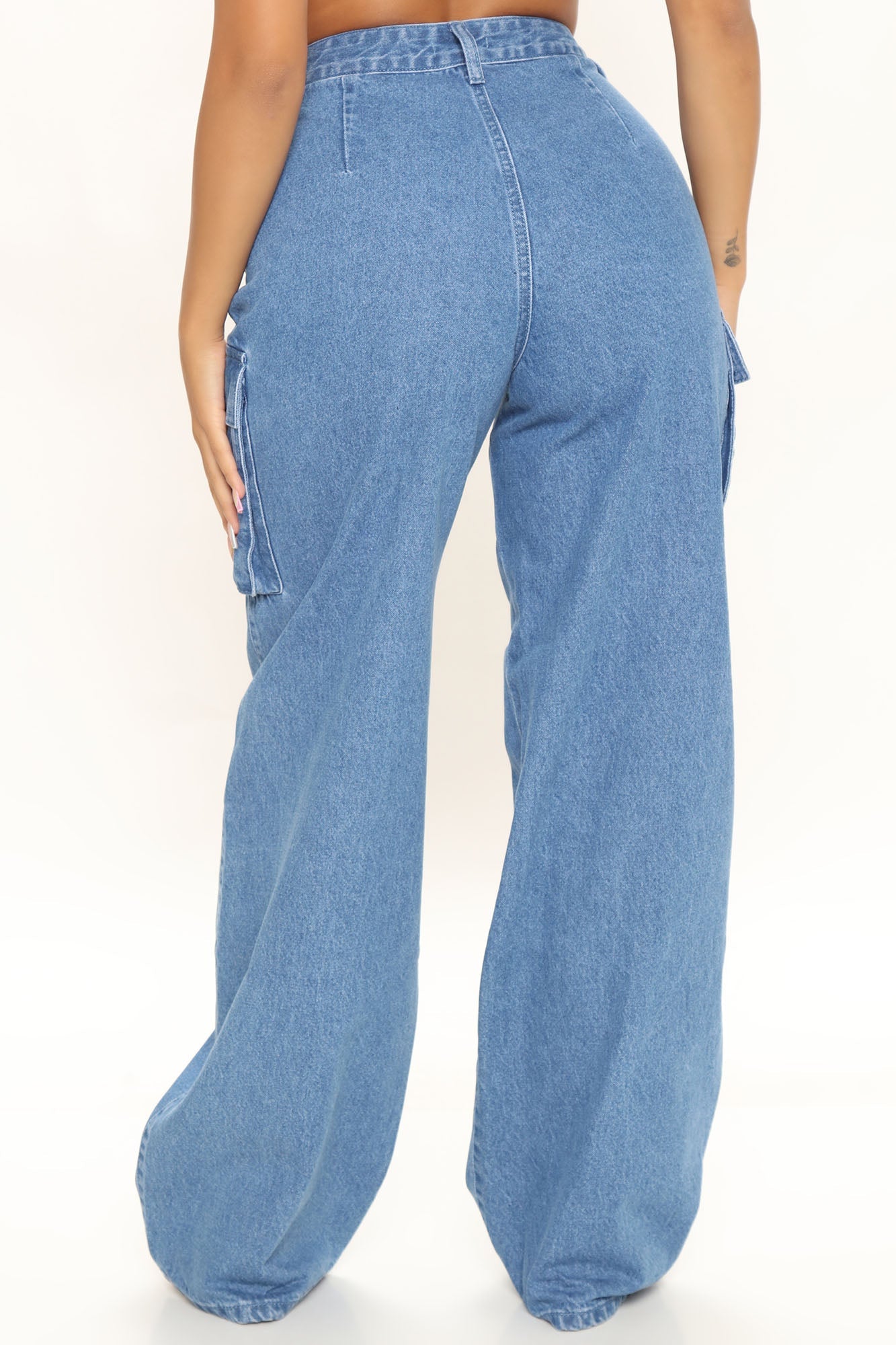 Half Pipe Non Stretch Cargo Skater Jeans - Medium Blue Wash Ins Street