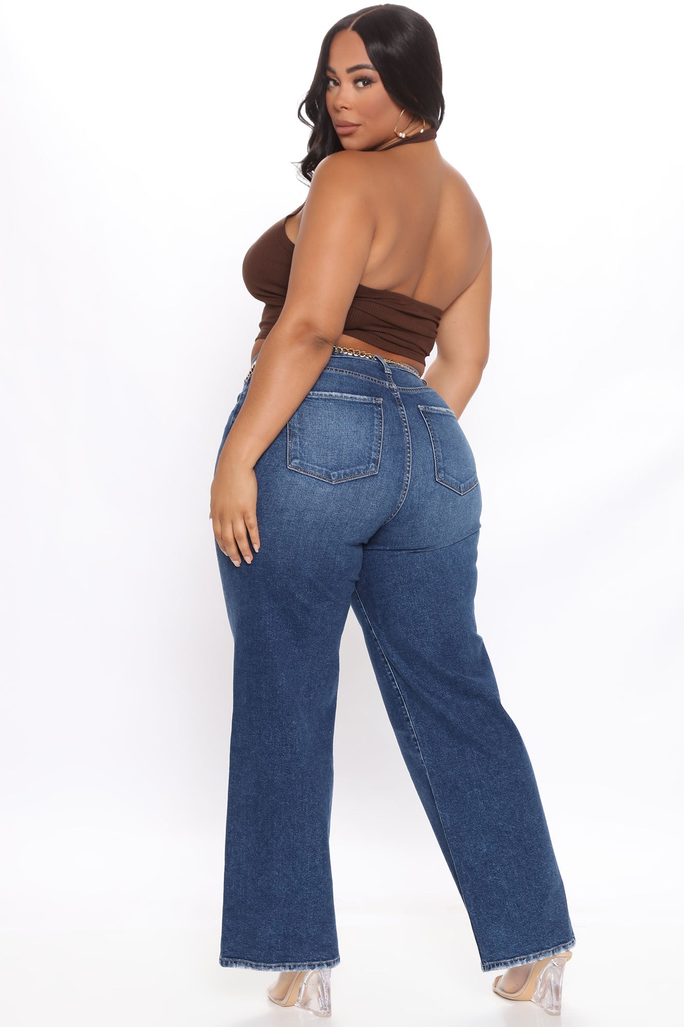 Straight From The Block Belted High Rise Jeans - Medium Blue Wash Ins Street