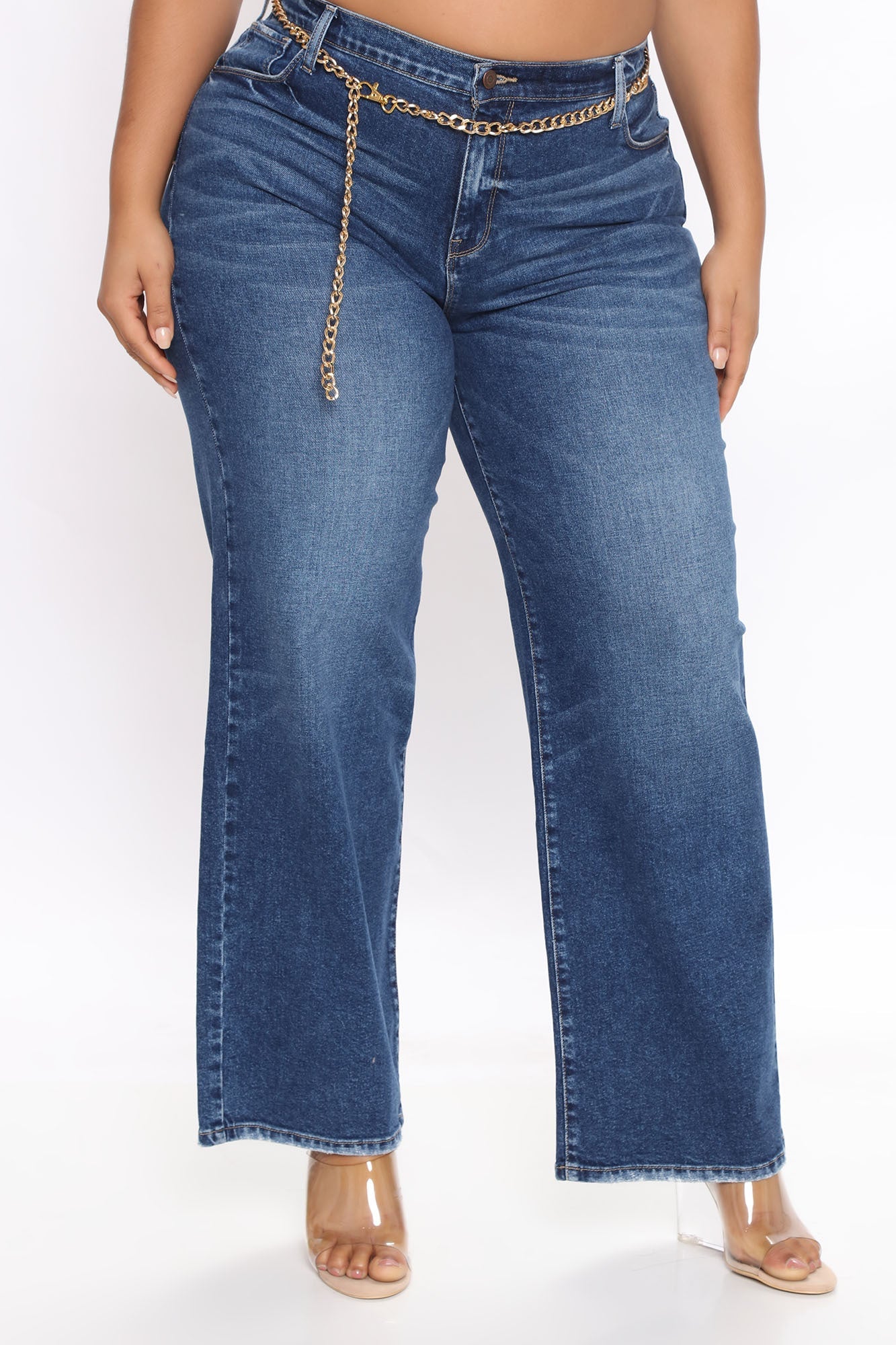 Straight From The Block Belted High Rise Jeans - Medium Blue Wash Ins Street