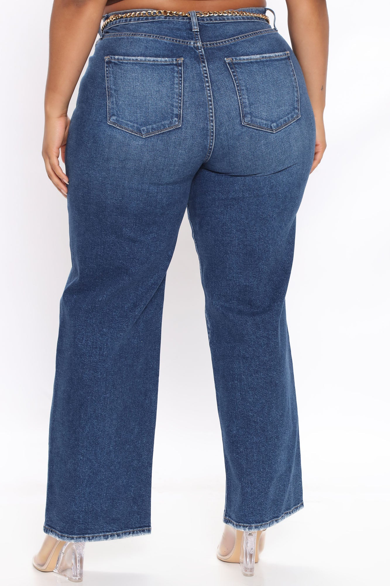 Straight From The Block Belted High Rise Jeans - Medium Blue Wash Ins Street