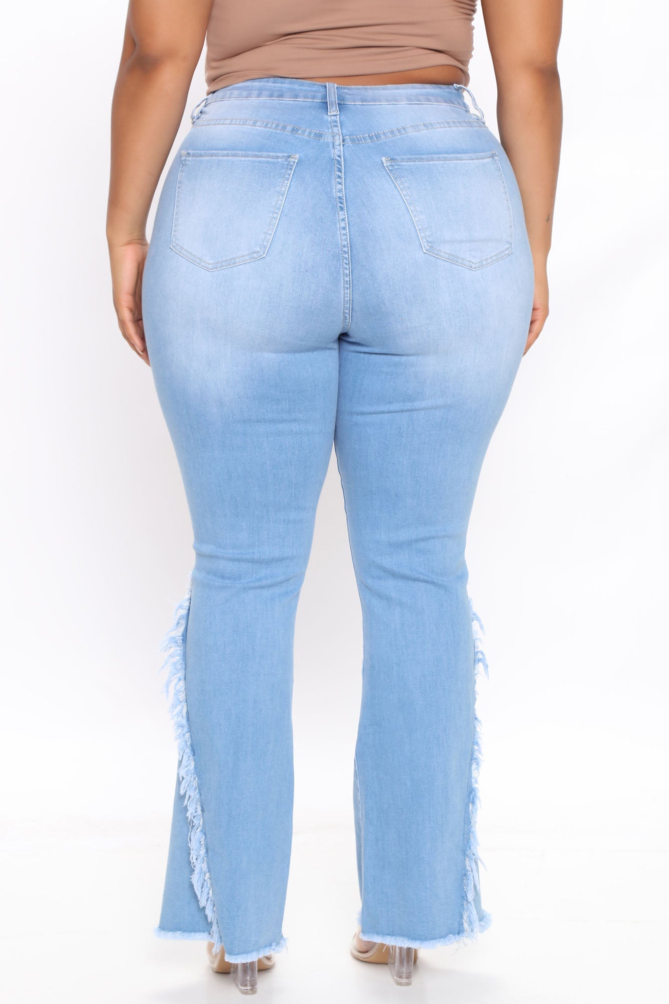 Way With The Fray Flare Jeans - Light Blue Wash Ins Street