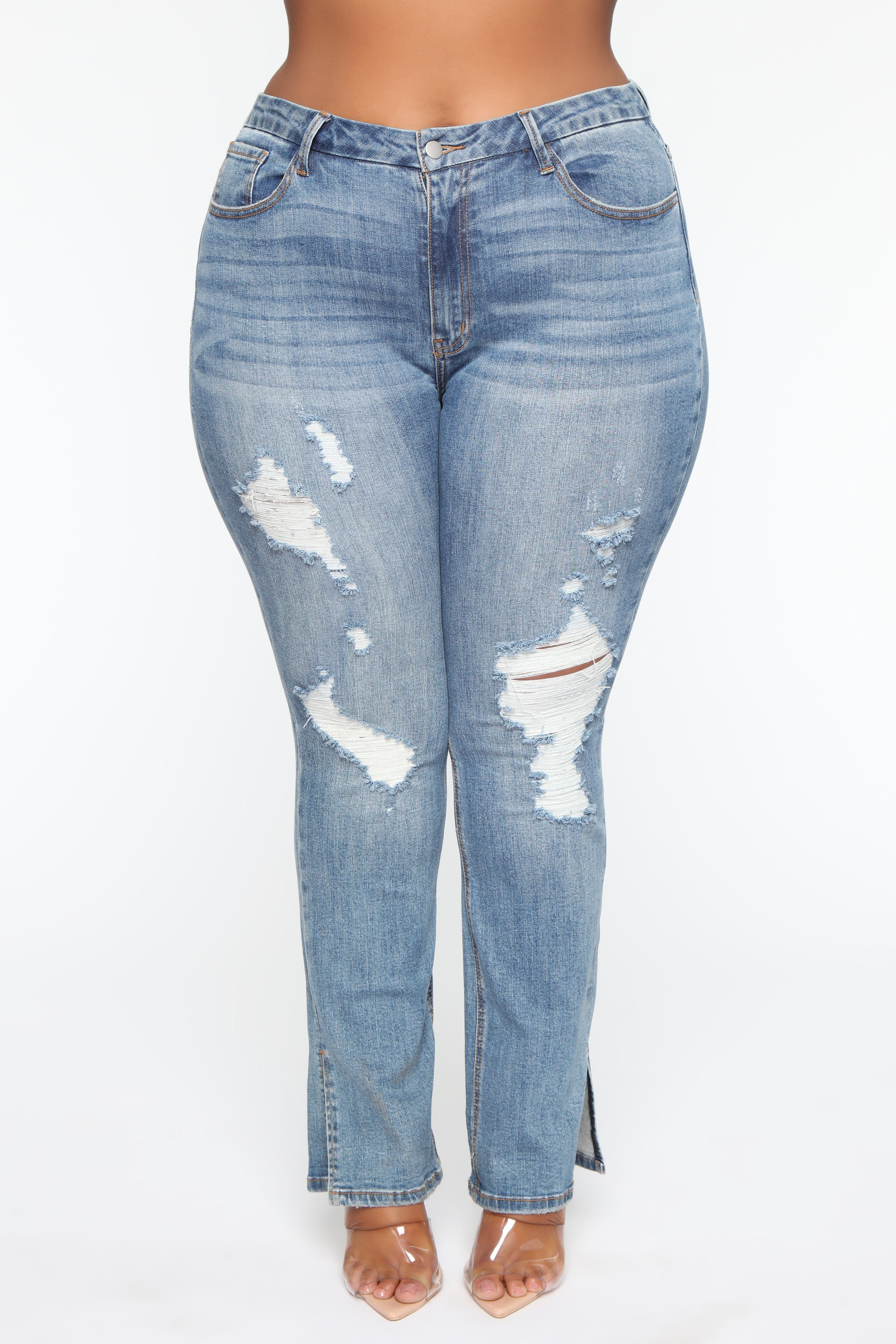 Killing 'Em Kindly High Rise Jeans - Medium Blue Wash Ins Street
