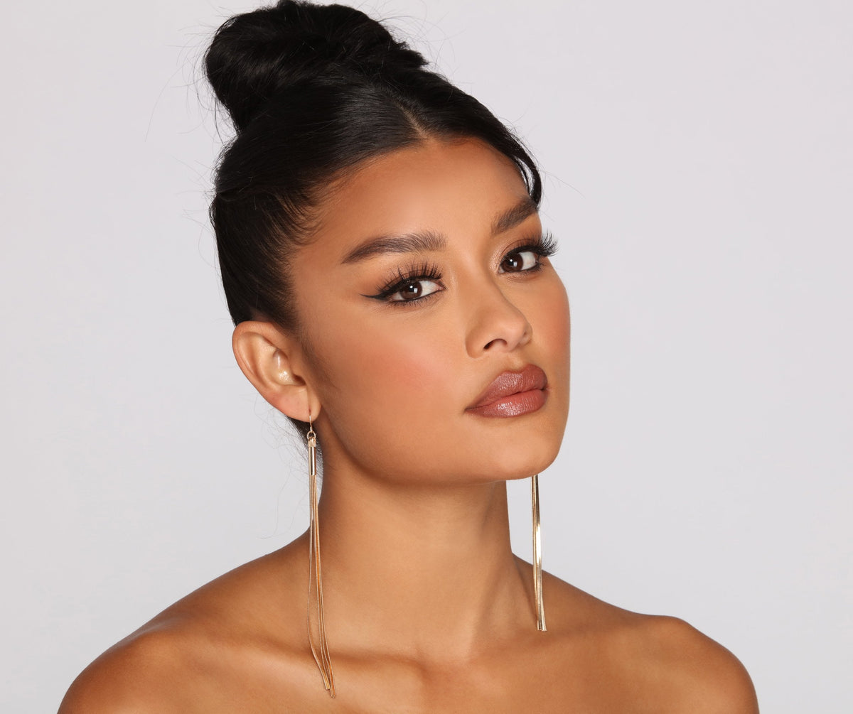 Sleek Snake Chain Tassel Earrings Ins Street