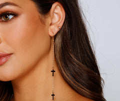 Cross Charm Linear Drop Earrings Ins Street