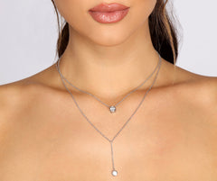 Cubic Zirconia Lariat Double Row Necklace Ins Street