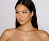 Cubic Zirconia Leaf Necklace And Earrings Set Ins Street