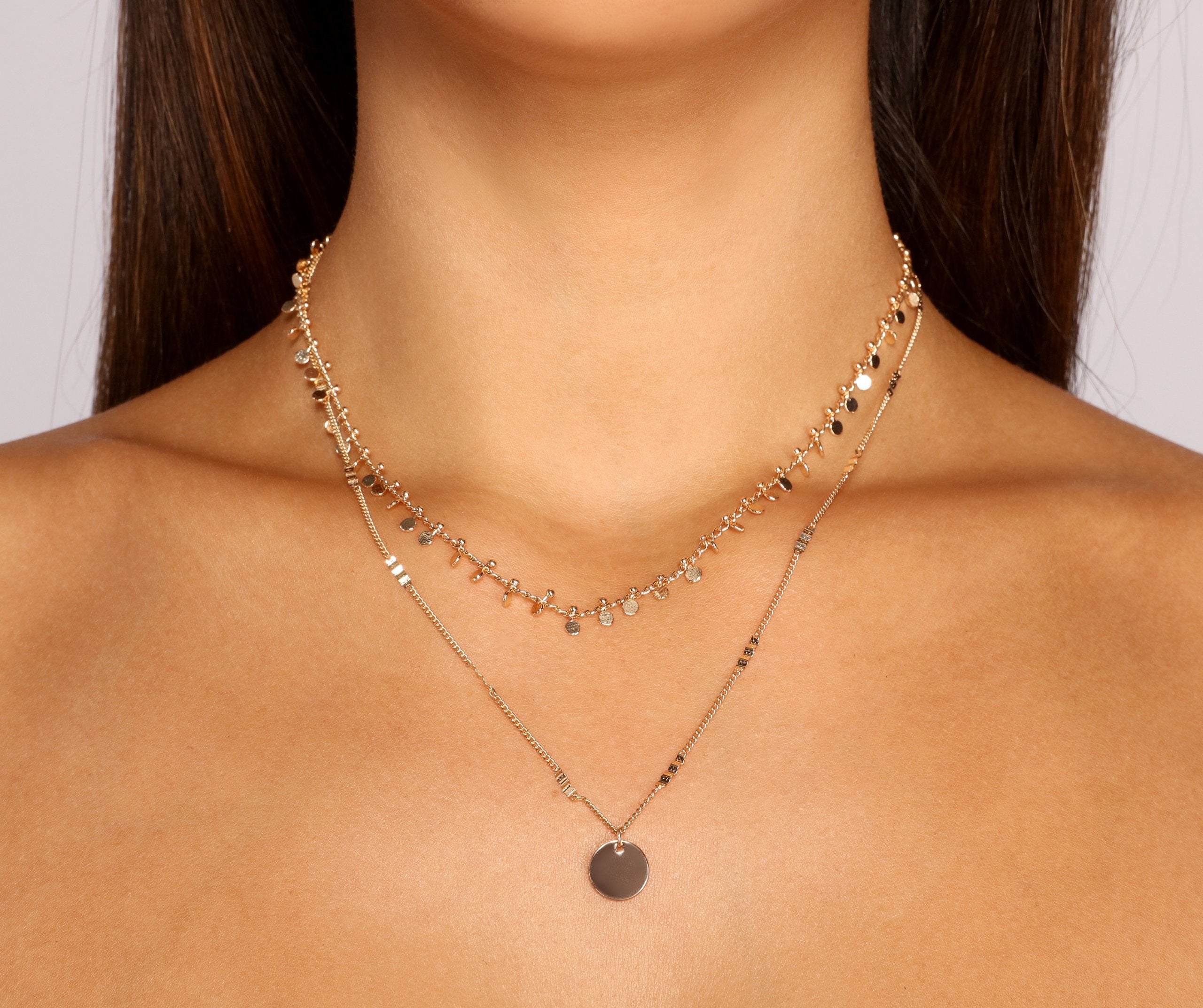 Simple Glam Layered Coin Necklace Ins Street