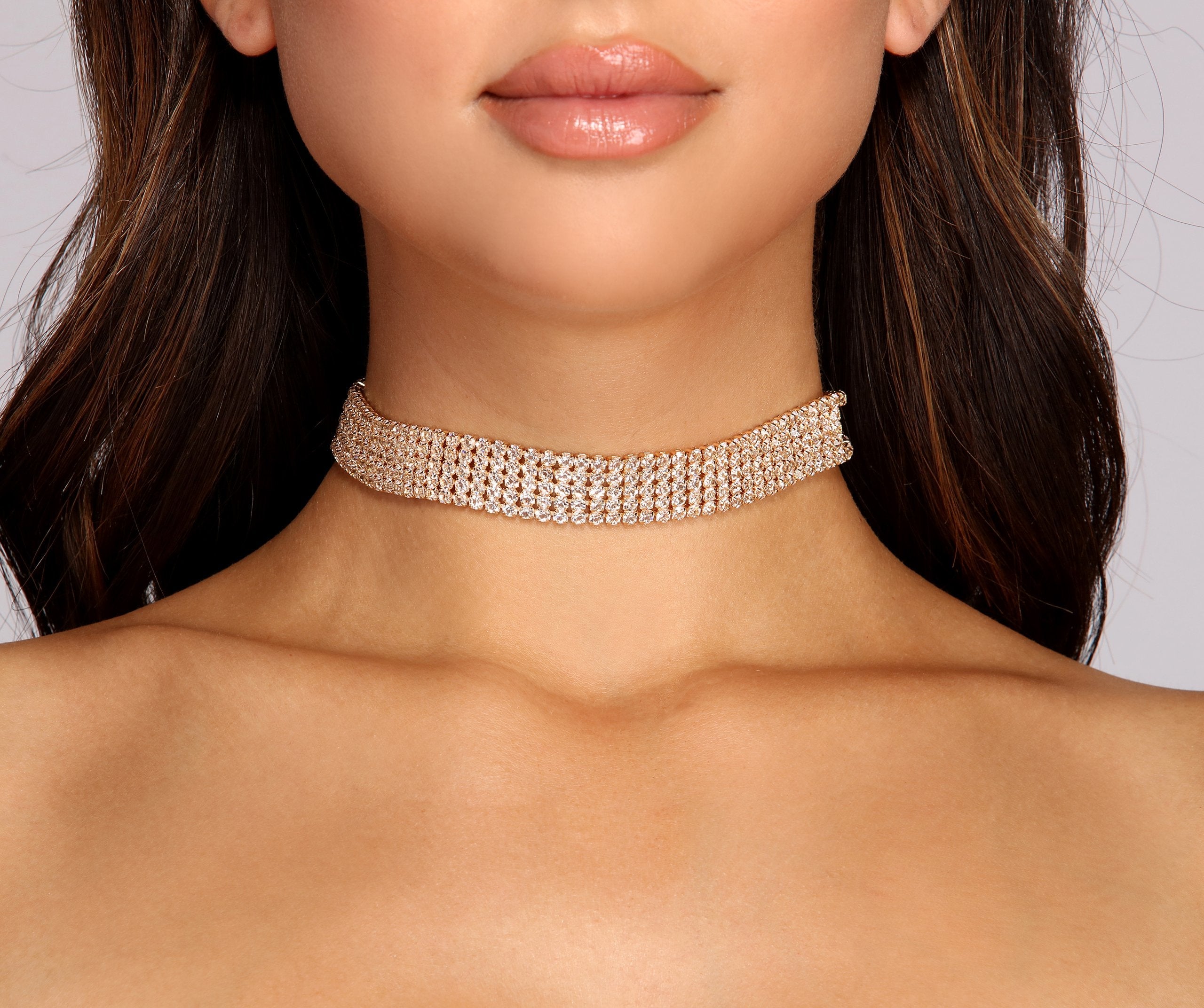 Simple Glam Rhinestone Choker Ins Street