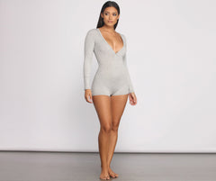 Snap Front Ribbed PJ Romper Ins Street