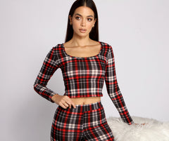 Classic Plaid Pajama Crop Top Ins Street