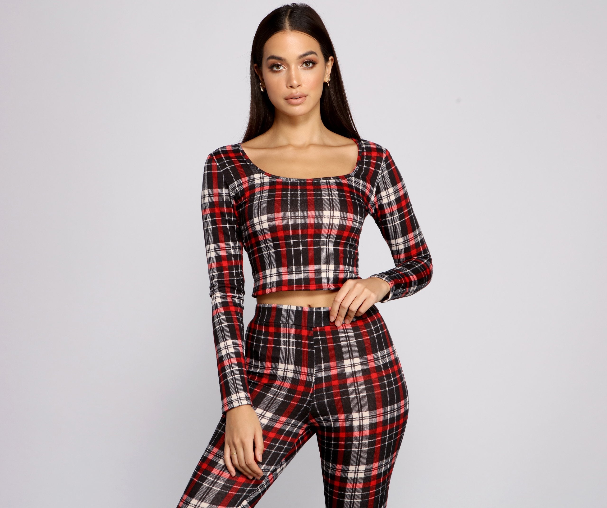 Classic Plaid Pajama Crop Top Ins Street