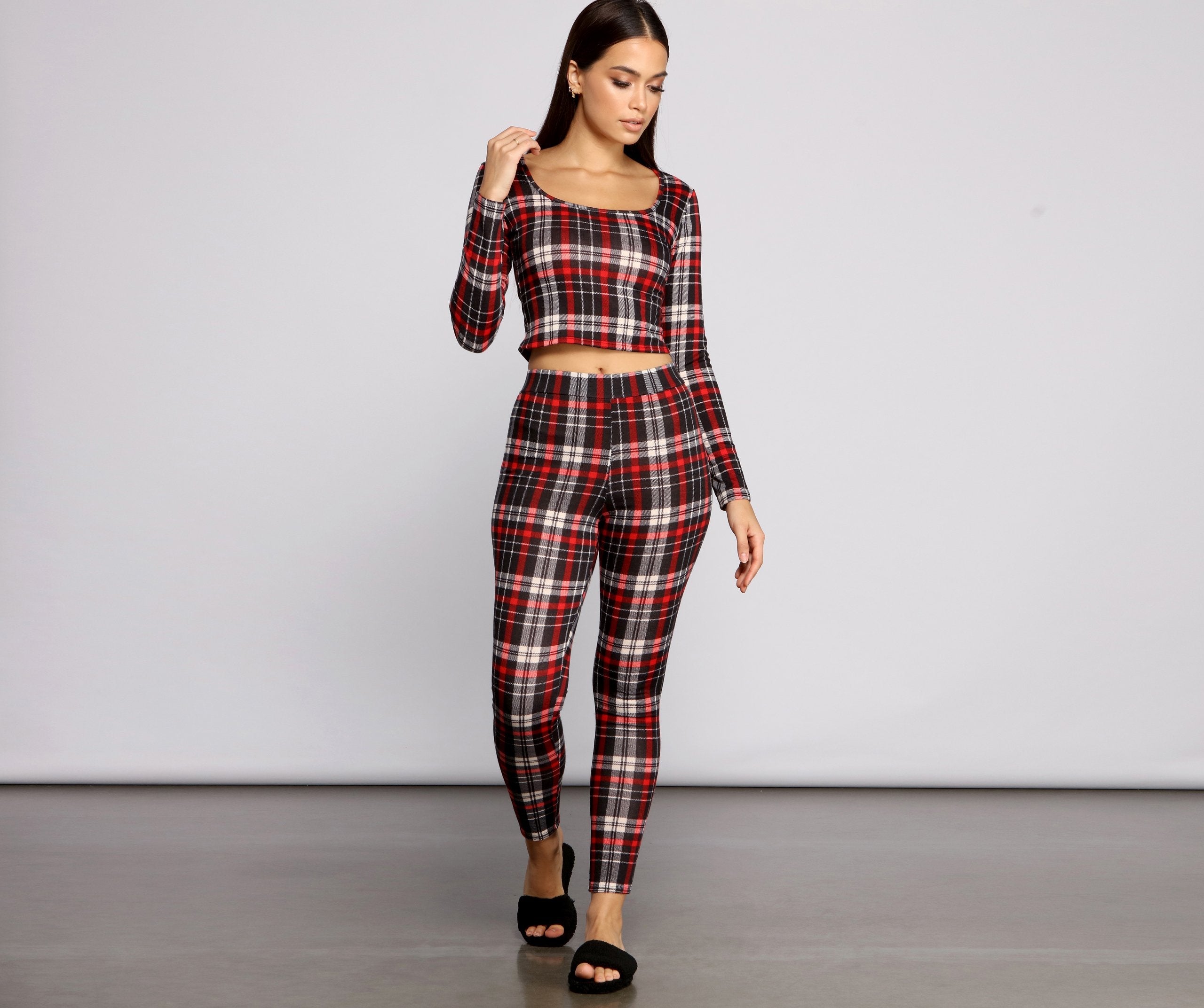 Classic Plaid Pajama Crop Top Ins Street