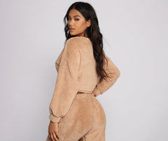 Cozy Cutie Sherpa Pajama Crop Top Ins Street