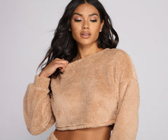 Cozy Cutie Sherpa Pajama Crop Top Ins Street