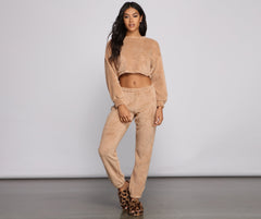 Cozy Cutie Sherpa Pajama Crop Top Ins Street