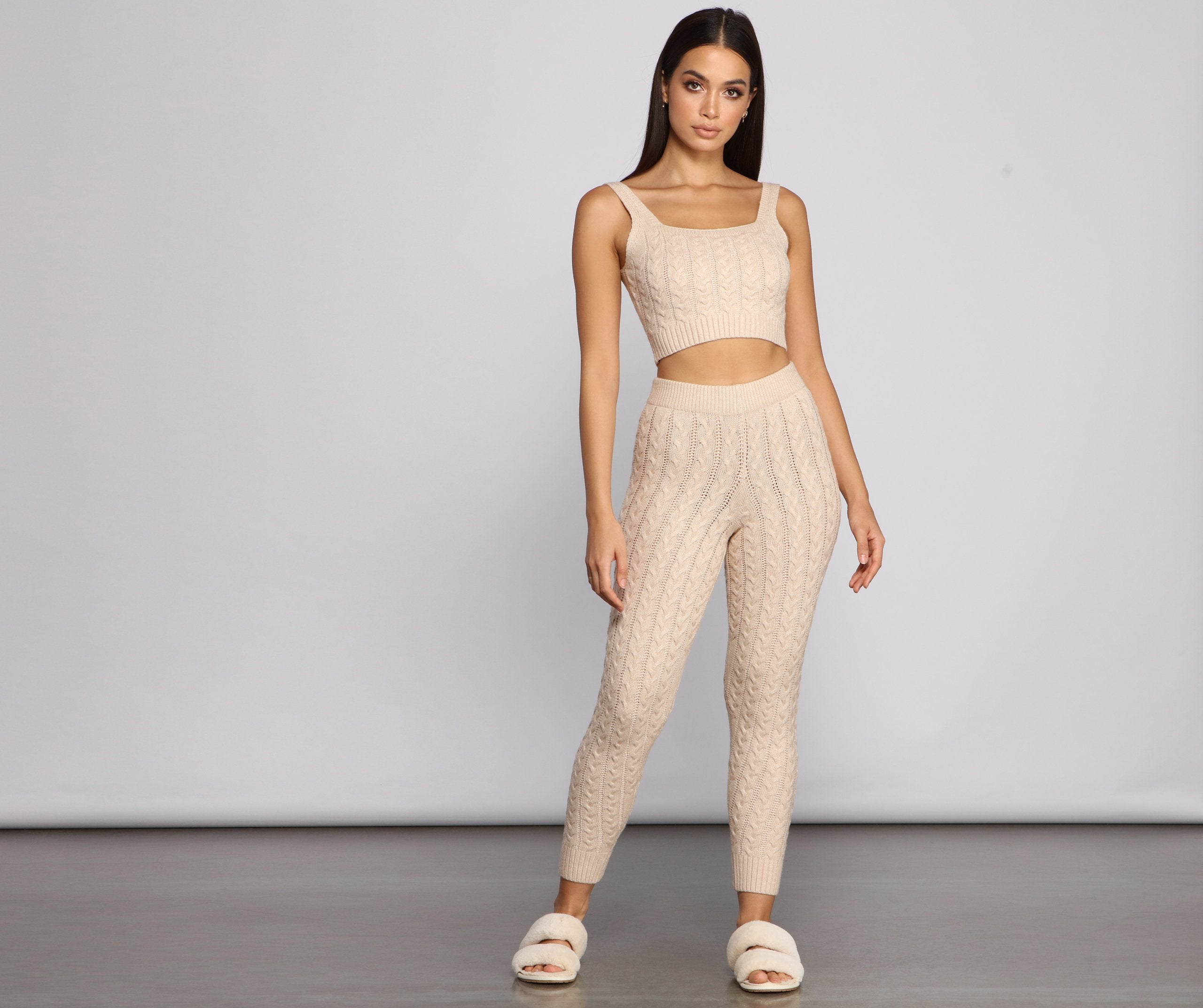 Cozy Moment Cable Knit Pajama Tank Ins Street