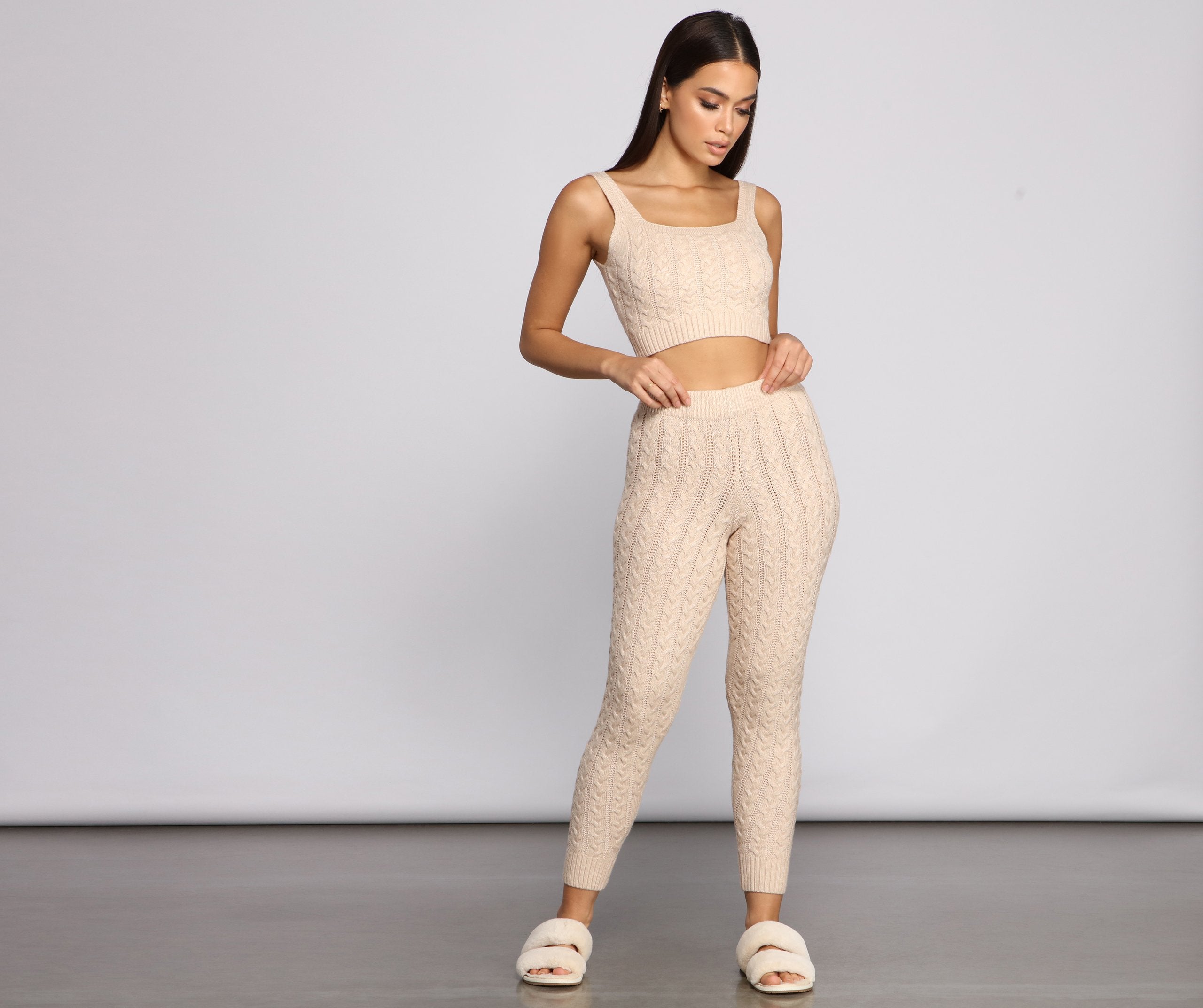 Cozy Moment Cable Knit Pajama Leggings Ins Street