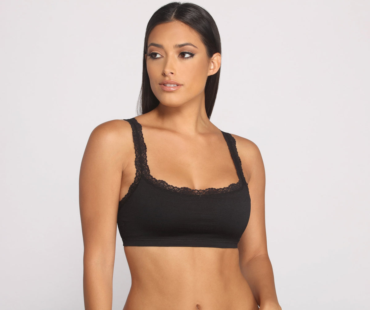 Lace Trim Ribbed Bralette Tank Ins Street