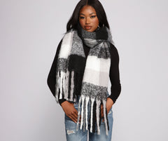 Cuddle Weather Plaid Fringe Blanket Scarf Ins Street