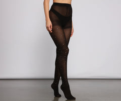 High Waist Rhinestone Opaque Tights insstreet