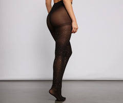 High Waist Rhinestone Opaque Tights insstreet