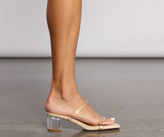 Clear and Chic Lucite Low Block Heels Ins Street