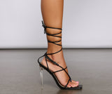 Lace-Up Glam Faux Leather Stiletto Heels Ins Street