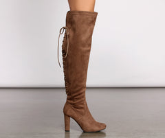 Lace Back Over The Knee Block Heeled Boots Ins Street