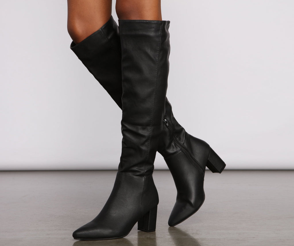 Lead The Way Faux Leather Over The Knee Boots – InsStreet