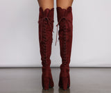 Lace Back Over The Knee Block Heeled Boots Ins Street