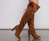 Lace Back Over The Knee Block Heeled Boots Ins Street