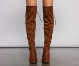 Lace Back Over The Knee Block Heeled Boots Ins Street