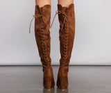 Lace Back Over The Knee Block Heeled Boots Ins Street