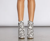 Come Thru Snake Print Clear Heeled Booties Ins Street