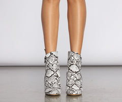 Come Thru Snake Print Clear Heeled Booties Ins Street