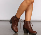 Lace Up Faux Leather Lug Booties Ins Street