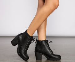 Lace Up Faux Leather Lug Booties Ins Street