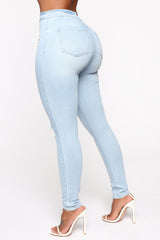 I'm Down High Rise Skinny Jeans - Light Blue Wash Ins Street