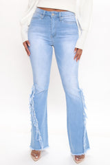 Way With The Fray Flare Jeans - Light Blue Wash Ins Street