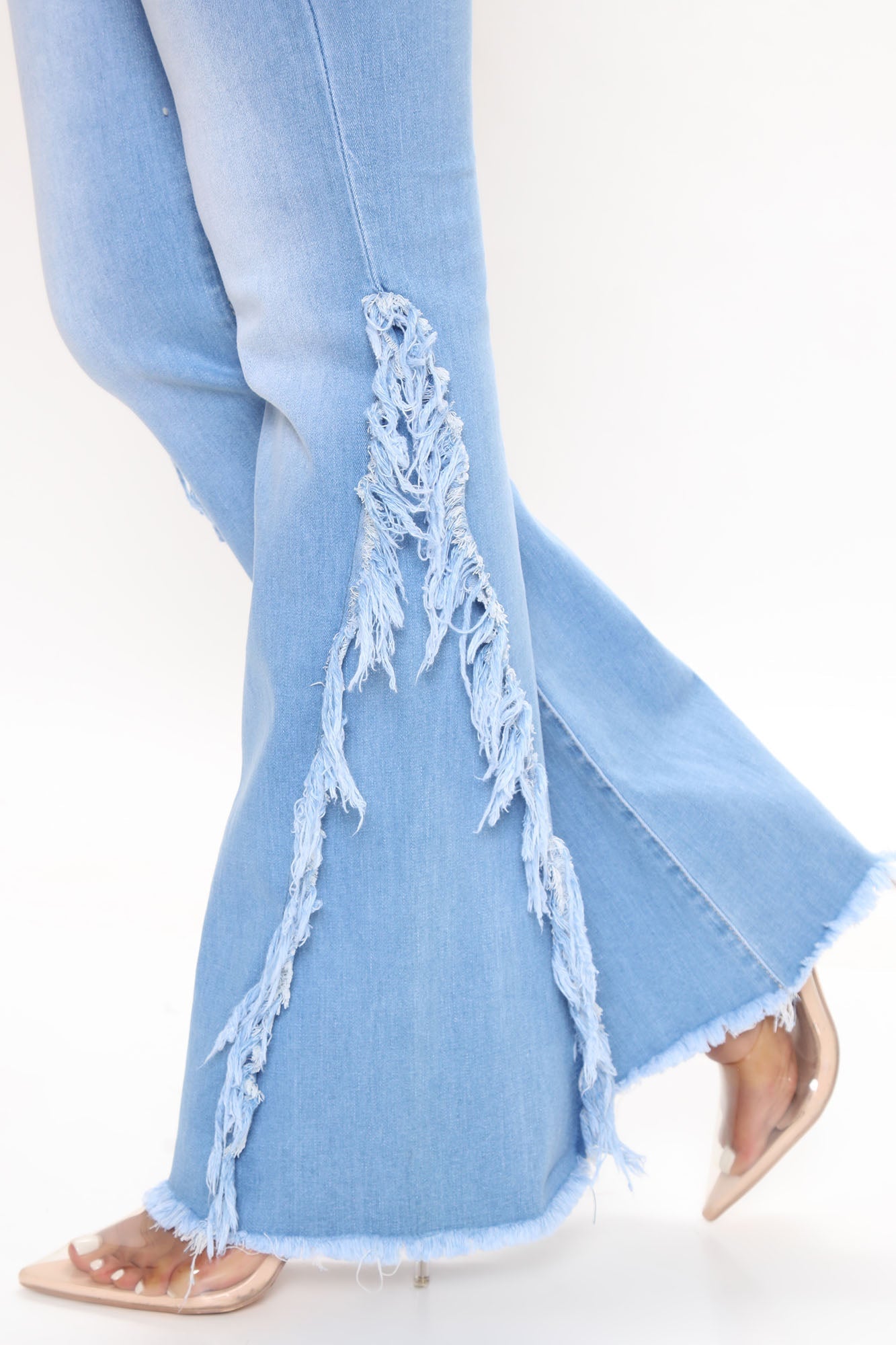 Way With The Fray Flare Jeans - Light Blue Wash Ins Street