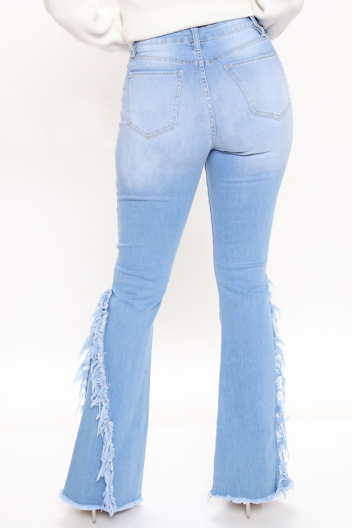 Way With The Fray Flare Jeans - Light Blue Wash Ins Street